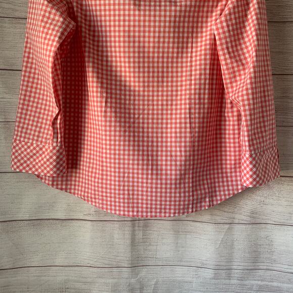 Taylor Investments Gold Label Pink White Gingham Check Button Up Shirt Size 6 - Picture 7 of 16